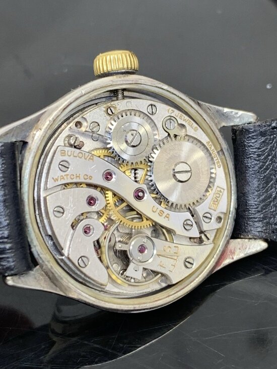 Bulova Watch Vintage WWII Military 10AE Manual Wind Leather Strap 28mm main image 6